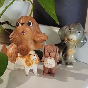 Set of Four Vintage Dog Ceramic Figurines